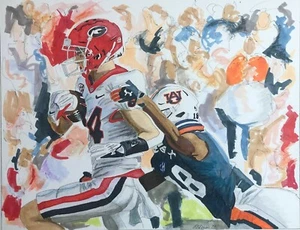 SEC SPORTS PLAYER PRINT of UGA Wide Receiver, Ladd McConkey by Michael Brown - Picture 1 of 1