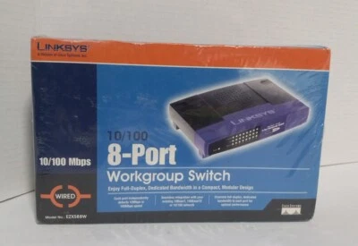New Sealed Cisco Linksys Model No: EZXS88W 10/100 Mbps 8-Port Workgroup Switch - Image 1 of 2