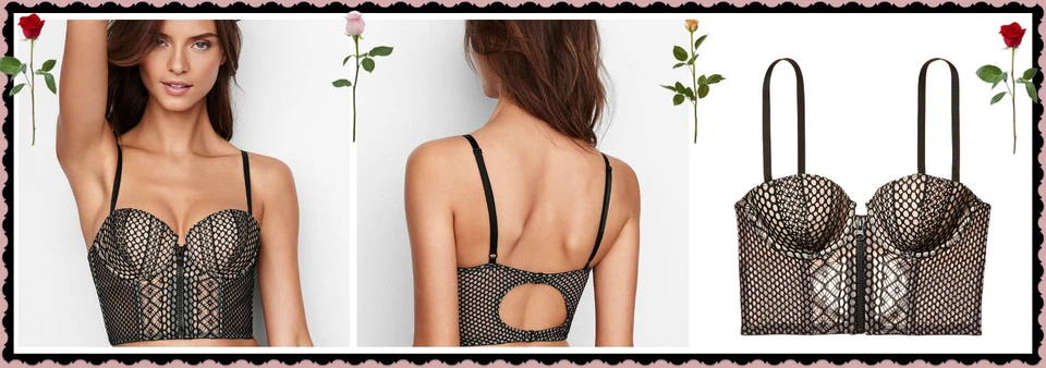 Victorias Secret Very After Dark Crochet Long Line UW Pink Citrus 34d Bra