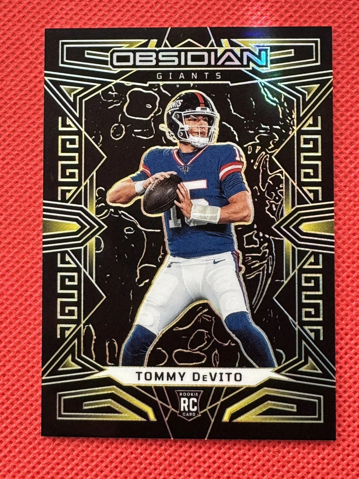 Tommy Devito 2023 Panini Obsidian Yellow Electric Etch 10/10 Rookie RC Giants