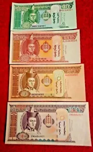 MONGOLIA (4 UNC NOTES) 10 & 20 & 50 &100 TUGRIK  in EXCELLENT CONDITION  - Picture 1 of 6