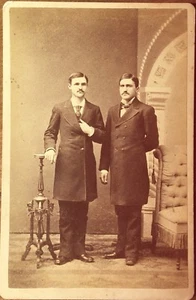 Victorian Brothers Photograph In Suits Ties Shoes Tassel Couch Champagne Table - Picture 1 of 8