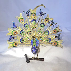Dillard's Cloisonne Bejewedled Peacock Ornament, No Box - Picture 1 of 12