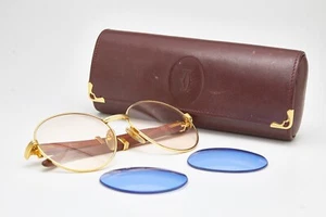sunglasses CARTIER BAGATELLE Bubunga T8200042 Pink and Blue lenses vintage gold - Picture 1 of 24