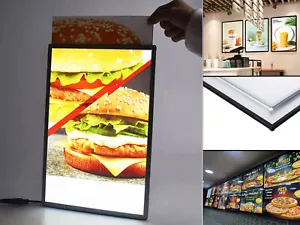 LED Slim Advertising Lightbox Sign Wall-Mounted Poster Board Menu Frame A1/A2 - Picture 1 of 12