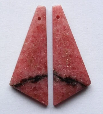 53.10 Ct Natural Rhodonite (41.4mm X 16mm each) Cabochon Drilled Match Pair - Image 1 of 3