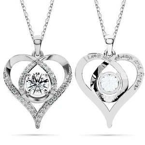 Heart Pendant Necklace for Her Moissanite Lab-Created Gem Jewelry for Women I... - Picture 1 of 9
