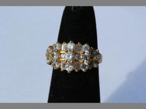 14kPlata maciza chapada en oro 925 con anillo CZ 1.5 23 CZ Total Sz 5.25 - Imagen 1 de 7
