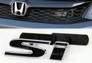 Bolt On 4" x 1.2" SI Black Grill Grille Emblem Decal Logo Badge for All Civic - Picture 1 of 1