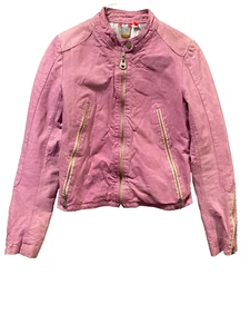 Doma Womens Jacket Leather Small  Zipped Collared Long Sleeve Darted Pink - Picture 1 of 15