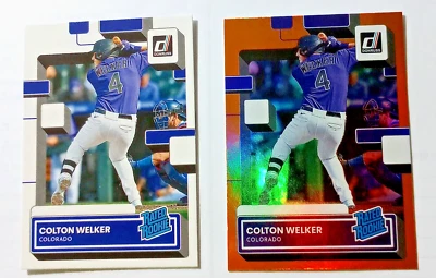 2022 Donruss Colton Welker Rated Rookie Holo Orange Parallel Rockies RC #56 - Image 1 of 4