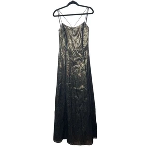 Vintage Reggio Größe 8 Metallic Leopardenmuster Maxikleid gold schwarz formell Abschlussball - Bild 1 von 7