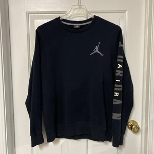 Vintage Nike Air Jordan Crew Neck Sweatshirt Sleeve Graphic Black Jumpman Men L - Picture 1 of 9