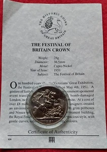 George VI 1951 FESTIVAL DE GRAN Bretaña corona alta calidad en cápsula con certificado de autenticidad - Imagen 1 de 5