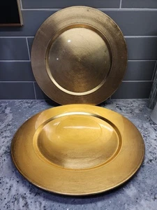 2 Centrum plastic gold CHARGERS / PLATE HOLDERS wedding etc 13" - Picture 1 of 1