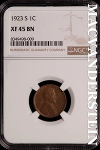 1923-S Lincoln Wheat Cent - NGC XF 45 BN - Scarce  No Reserve  #SLH58 - Picture 1 of 2