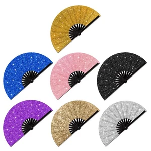 Folding Glitter Hand Fan with Holster for Raves Festivals and Outdoor Events - Bild 1 von 44