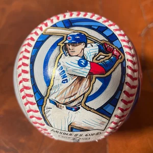PETE CROW-ARMSTRONG Chicago Cubs original bemalte Kunst Baseball von Mike Floyd 1/1 - Bild 1 von 7