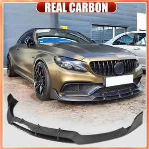 For Benz W205 C205 C63 2Door 2015-2021 Real Carbon Front Bumper Lip Spoiler - Picture 1 of 16