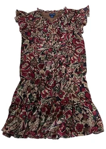 Ralph Lauren Girls Size 16 0 2 Drop Waist Ruffle Flutter Sleeves Floral Dress - Picture 1 of 6