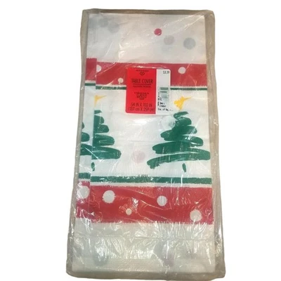 Table Cover Vintage Sealed Christmas Tree Tablecloth 54" x 102" Crepe Paper - Image 1 of 4