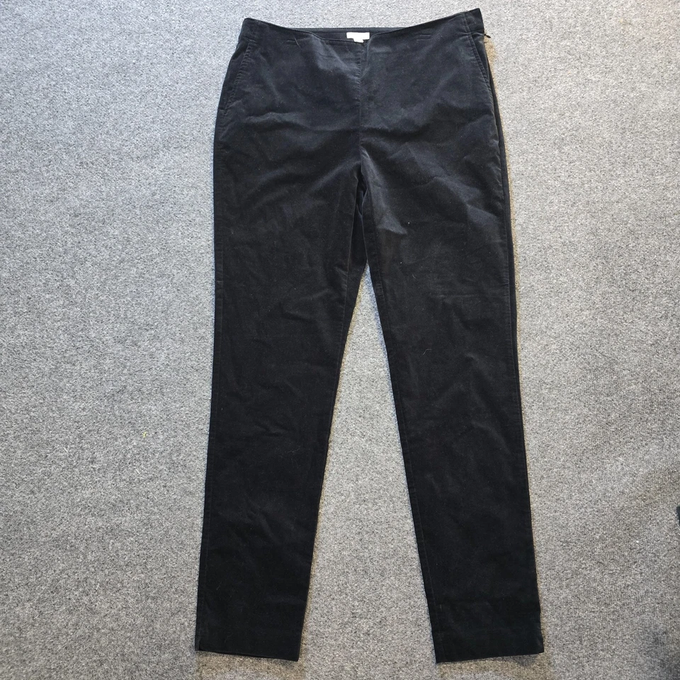 Pantalones J Jill Mujer Talla 14 Alto Negro Terciopelo Terciopelo Pierna Cónica Carrera Informal Foto 1 de 4