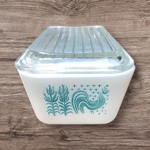 VTG Pyrex Amish Butter Print 502B 1 1/2 Pint Fridge Dish w/Lid 502 C - Picture 1 of 9