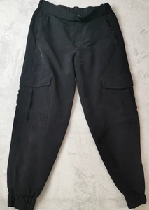 Zara Pantalone Jogger Cargo Leggero Donna Nero con Elastico in Vita Taglia S - Foto 1 di 8