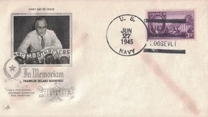 1945 FDC, #932, 3c Franklin D. Roosevelt, Art Craft, U.S. Navy cancel - Picture 1 of 2