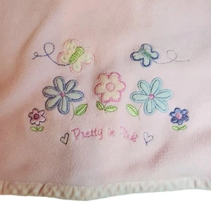 Baby Connection Pretty In Pink Floral Butterfly Reversible Blanket Vtg Rare - Picture 1 of 5