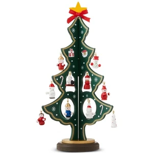 Holiday Time 11" Wooden Mini Christmas Tree Set w/ 24 Ornaments - Picture 1 of 4