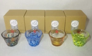 Set 4 Colpi Vetro Sake Tradizionale Giapponese Set Regalo Fatto a Mano dal Giappone - Foto 1 di 11