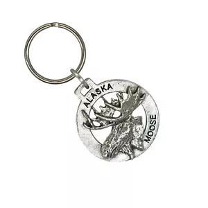 Elchkopf Alaska Schlüsselanhänger, A614KC, 1 1/2 Zoll, Souvenir, Jagd, Geschenk, Metall - Bild 1 von 7