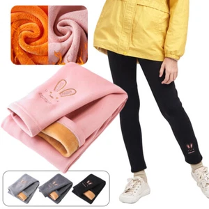 Girls Kids Leggings Fleece Winter Warm Pants Children Velvet Leggings Skinny - Picture 1 of 16