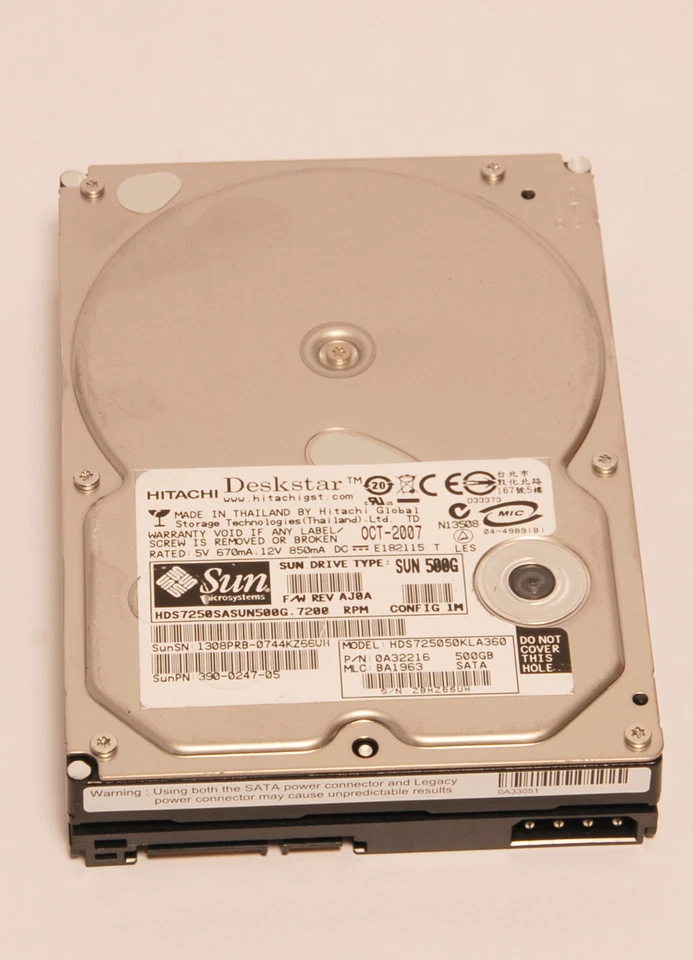 Festplatte SUN 390-0247-05 sata 3.5" 500 Giga 7200 U/min - Bild 1 von 1
