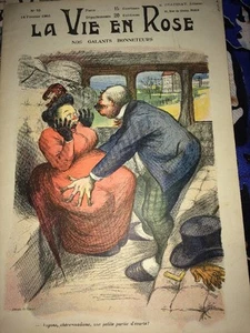 PROSTITUTION -ÉROTISME. REVUE CARICATURES 1903.Une Partie D'écarté. - Imagen 1 de 3