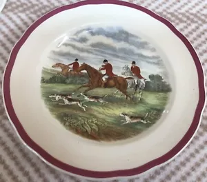 Piatto Insalata Cerchio Magenta Spode Caccia alla Volpe Andando ad Ciao - Foto 1 di 6
