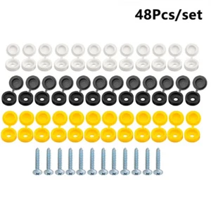 48Pcs Car Hinged Cover Cap License Number Plate Fitting Fixing Self Tapping - Picture 1 of 12