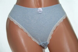 Blue Mottled Colored Bikini Panty with White Lace Leg Bands Size XL - Picture 1 of 2