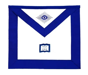 DELANTAL OFICIAL DE LOGIA AZUL MASÓNICO BORDADO A MANO - CAPELLÁN - Imagen 1 de 3