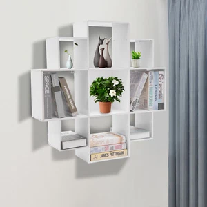 Wall Mounted Display Bookcase Book Shelf Home Decor Storage Rack Shelving Unit - Picture 1 of 18