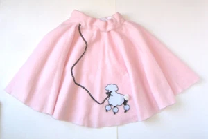 Girl’s Fleece Costume Poodle Skirt, Pink, B&W Dog w. Beaded Leash, Sz. 6? - Picture 1 of 3