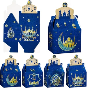 24 Pieces Eid Mubarak Treat Boxes Eid Mubarak Goodie Gable Boxes Ramadan Mubarak - Picture 1 of 12