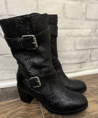 Botas de Cuero Matisse Lone Moto Negras Hebillas Talla 7M Brasil Boho Rodeo Fair Foto 1 de 4