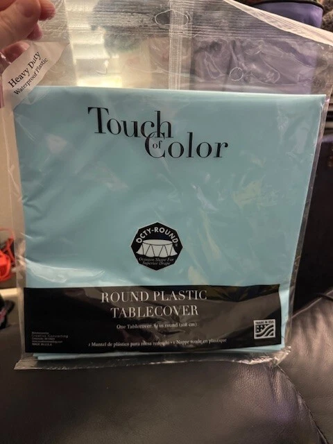 Creative Converting 192897 Pastel Blue- Light Blue Round Plastic Tablecover