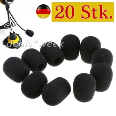 20 Stk mini Mikrofon Headset Windschutzscheibe Popschutz Schwamm Schaum Schwarz - Bild 1 von 4