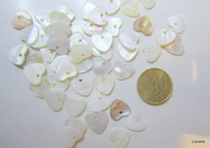 Colgante corazón concha natural X 20 UNIDADES 11 x 1,5 mm perlas abalorios - Photo 1/2