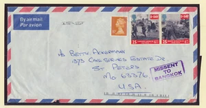 Great Britain Air Mail Envelope, "Missent To Bangkok", MH70, 1563 & 1564 Stamps - Picture 1 of 1