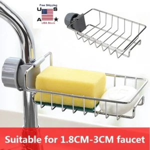 Kitchen Sink Drain Rack Stainless Steel Sponge Storage Soap Basket Faucet Holder - Picture 1 of 12