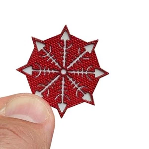 Pequeño parche táctico bordado táctico nórdico aegishjalmur lásercut vikingo rojo - Imagen 1 de 2